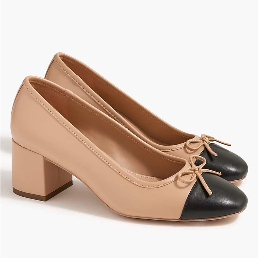 J Crew Cap Toe ballet Block Heel Pumps